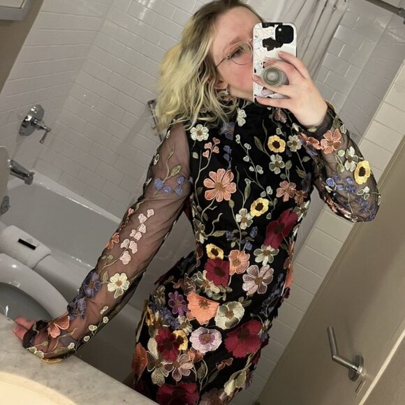 AmyLynn Dresses & Skirts - Maeva Black Floral Motif Mini Dress